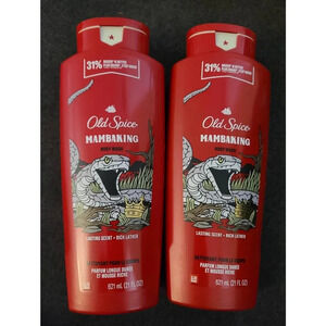 2x Old Spice MambaKing Lasting Scent & Rich Leather Body Wash Lotion (J2)